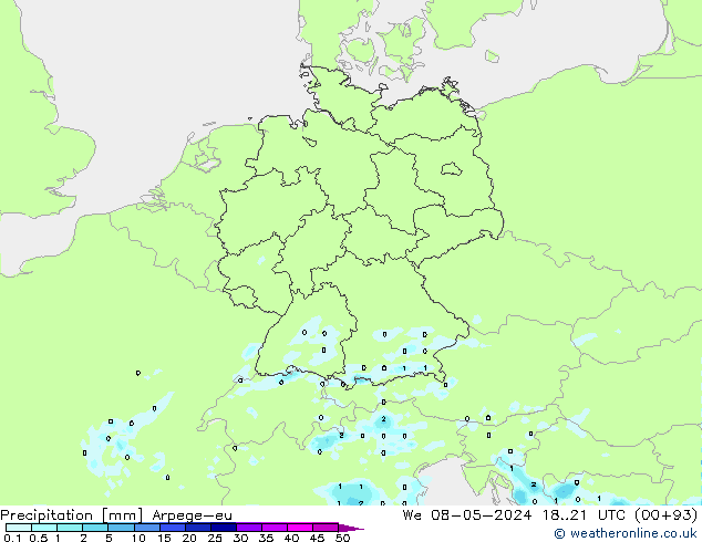 Srážky Arpege-eu St 08.05.2024 21 UTC