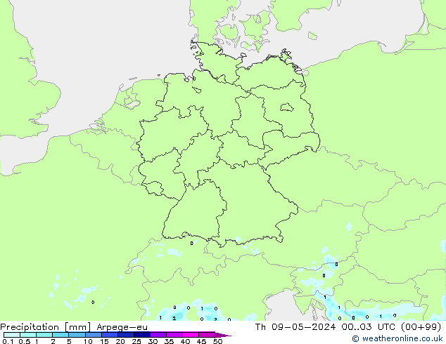 Precipitation Arpege-eu Th 09.05.2024 03 UTC