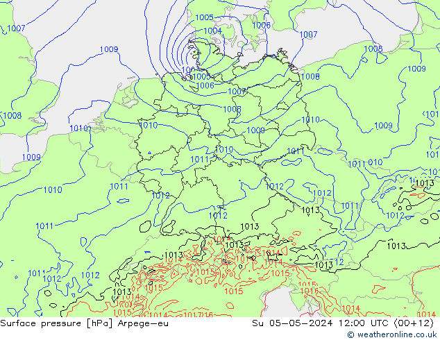 Surface pressure Arpege-eu Su 05.05.2024 12 UTC