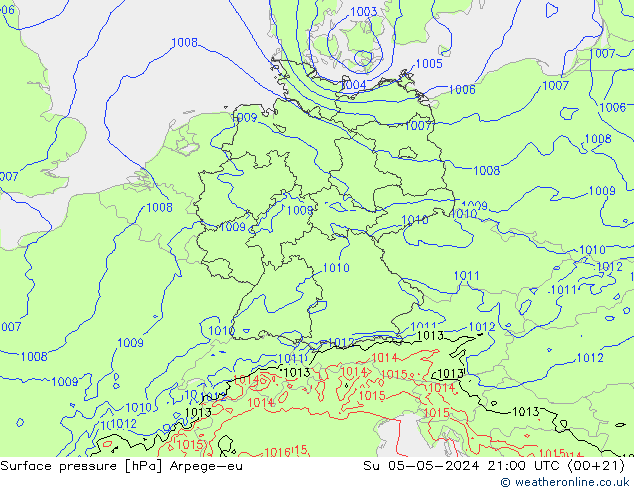 Bodendruck Arpege-eu So 05.05.2024 21 UTC