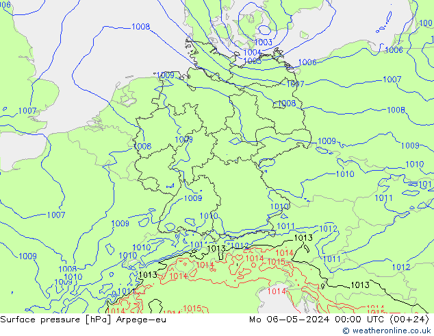 地面气压 Arpege-eu 星期一 06.05.2024 00 UTC