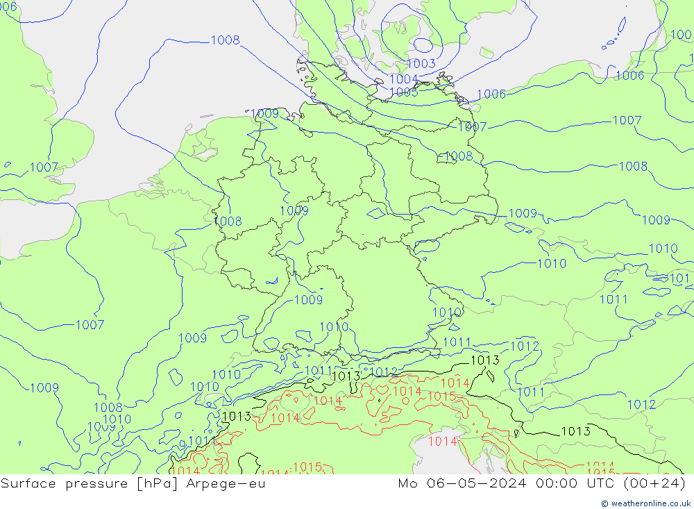 Bodendruck Arpege-eu Mo 06.05.2024 00 UTC