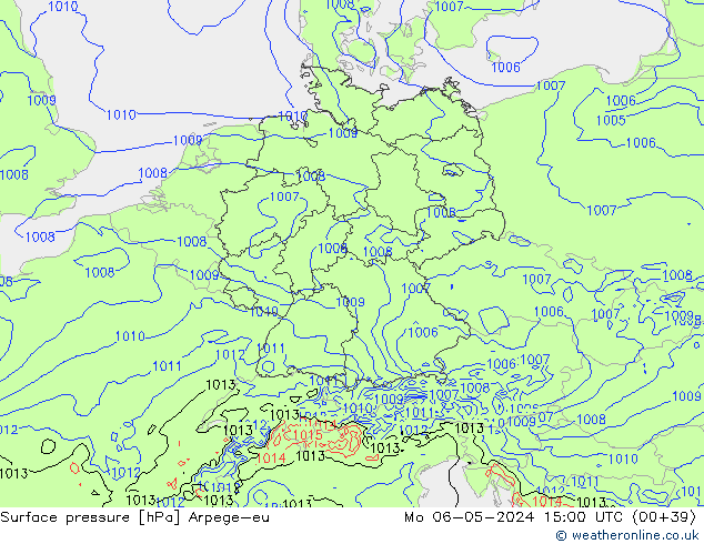 Surface pressure Arpege-eu Mo 06.05.2024 15 UTC