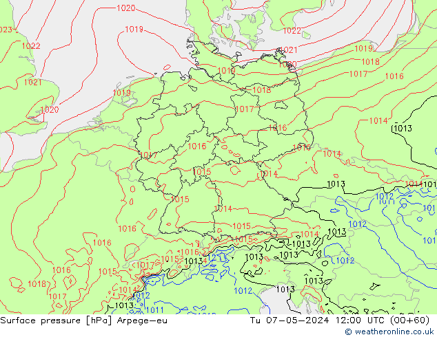 pression de l'air Arpege-eu mar 07.05.2024 12 UTC