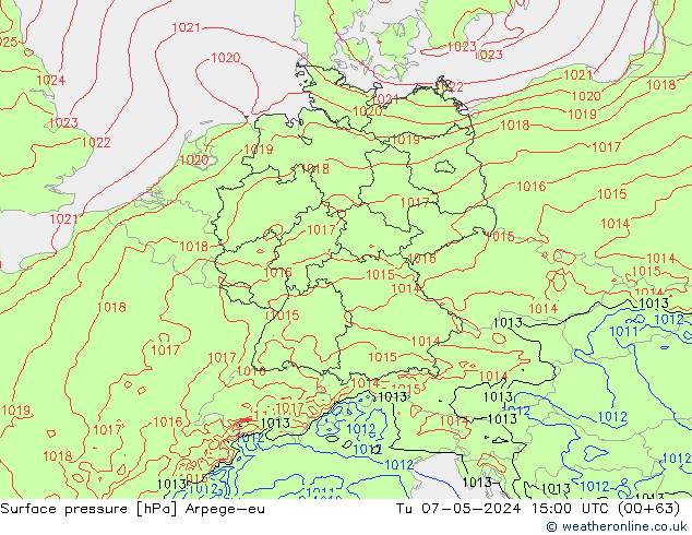 pressão do solo Arpege-eu Ter 07.05.2024 15 UTC