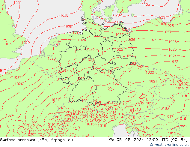 приземное давление Arpege-eu ср 08.05.2024 12 UTC