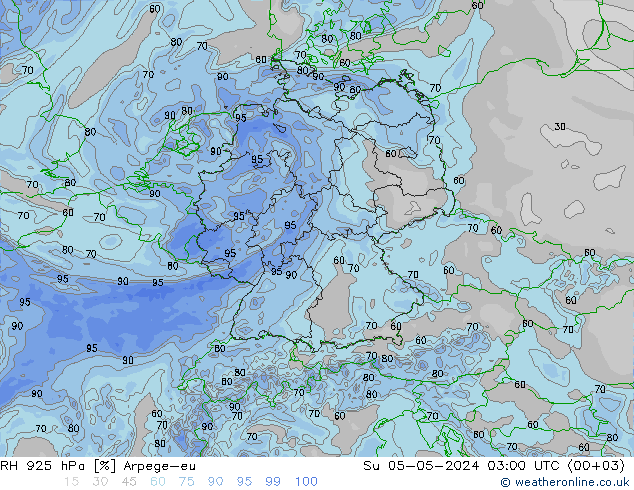 925 hPa Nispi Nem Arpege-eu Paz 05.05.2024 03 UTC