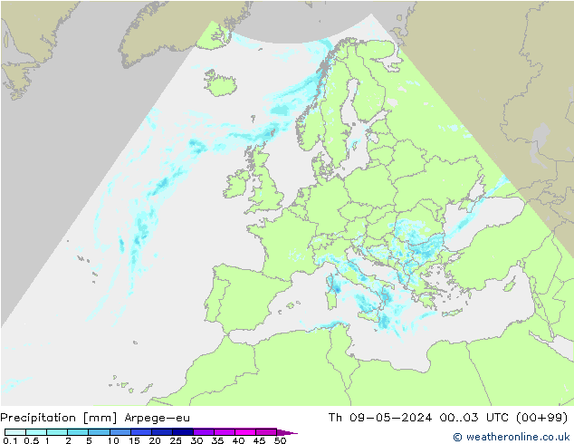 Niederschlag Arpege-eu Do 09.05.2024 03 UTC