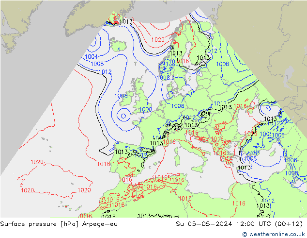 Bodendruck Arpege-eu So 05.05.2024 12 UTC
