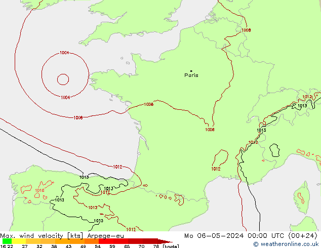 Windböen Arpege-eu Mo 06.05.2024 00 UTC