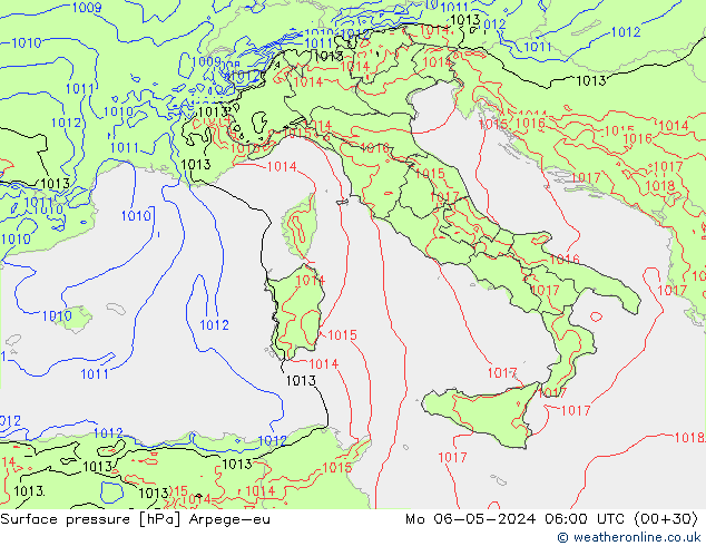 Yer basıncı Arpege-eu Pzt 06.05.2024 06 UTC