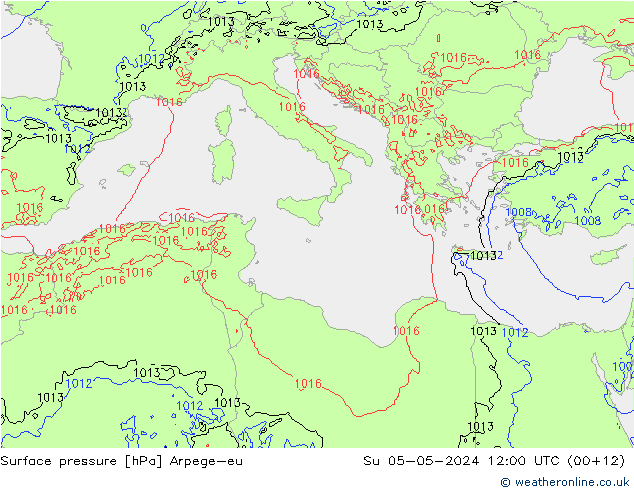 pressão do solo Arpege-eu Dom 05.05.2024 12 UTC