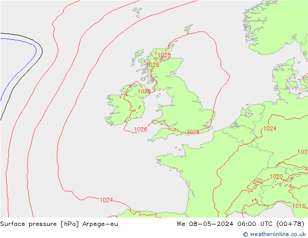 ciśnienie Arpege-eu śro. 08.05.2024 06 UTC