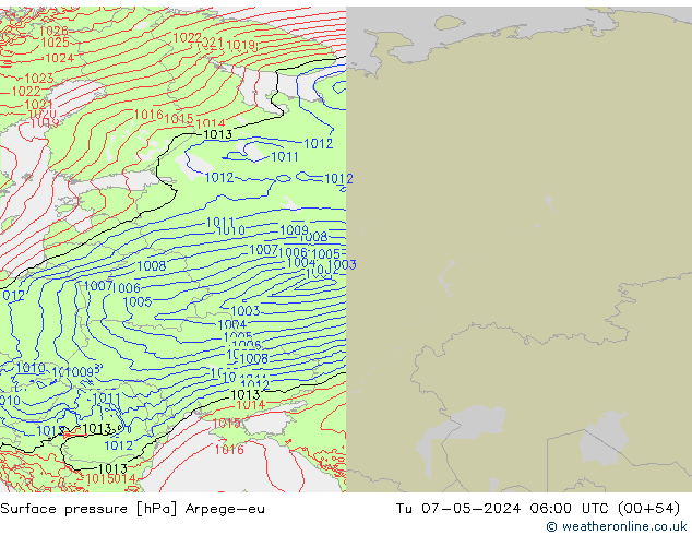 Pressione al suolo Arpege-eu mar 07.05.2024 06 UTC