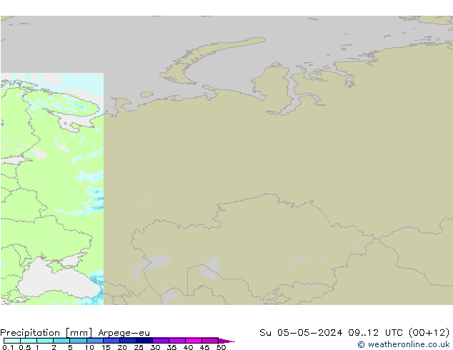 Precipitation Arpege-eu Su 05.05.2024 12 UTC