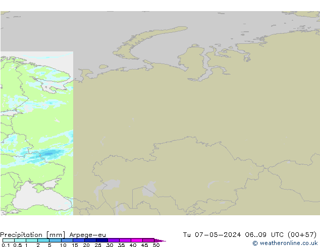 Srážky Arpege-eu Út 07.05.2024 09 UTC