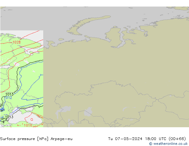 Yer basıncı Arpege-eu Sa 07.05.2024 18 UTC