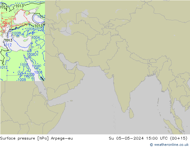 Atmosférický tlak Arpege-eu Ne 05.05.2024 15 UTC