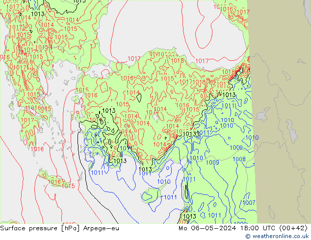 приземное давление Arpege-eu пн 06.05.2024 18 UTC