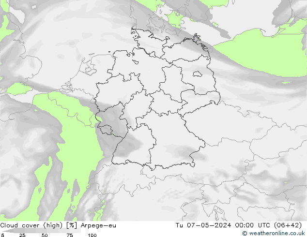 Bulutlar (yüksek) Arpege-eu Sa 07.05.2024 00 UTC