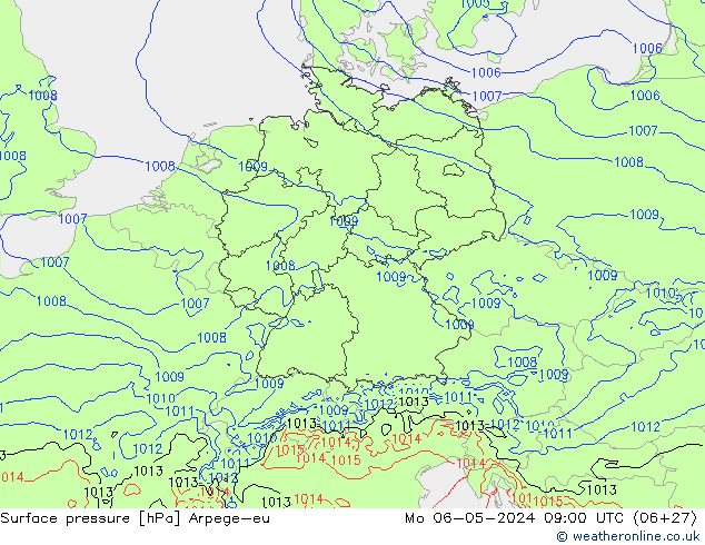 Presión superficial Arpege-eu lun 06.05.2024 09 UTC
