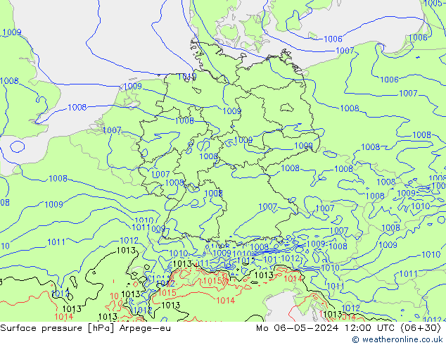 Presión superficial Arpege-eu lun 06.05.2024 12 UTC