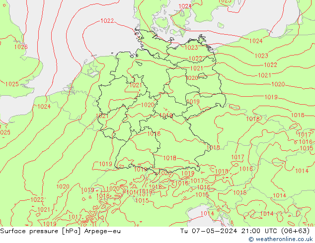 Luchtdruk (Grond) Arpege-eu di 07.05.2024 21 UTC