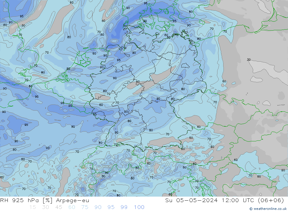 RH 925 гПа Arpege-eu Вс 05.05.2024 12 UTC