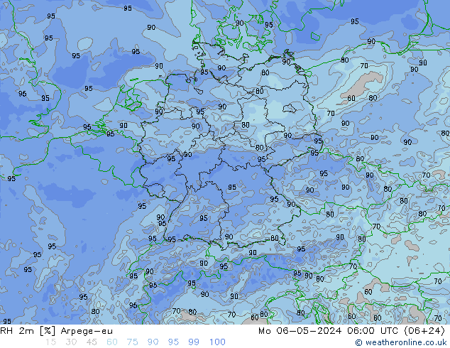 RH 2m Arpege-eu Mo 06.05.2024 06 UTC