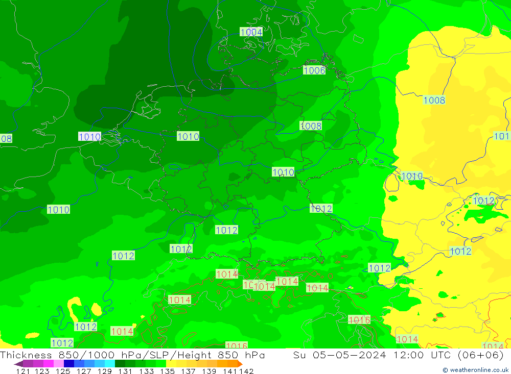 Thck 850-1000 hPa Arpege-eu nie. 05.05.2024 12 UTC