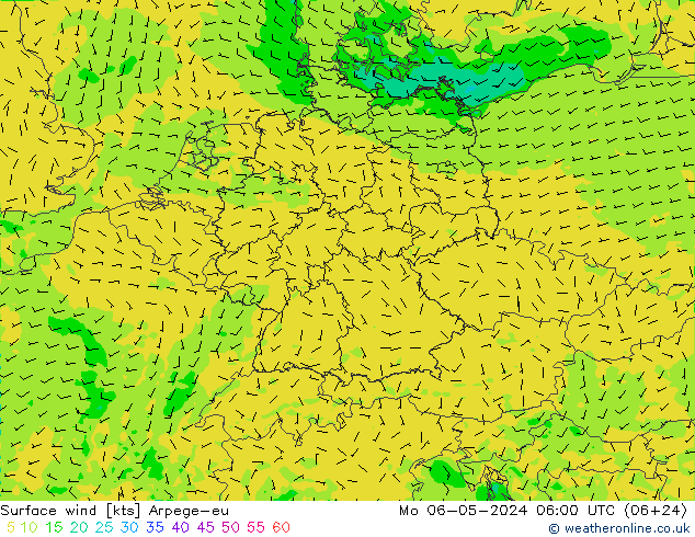 Surface wind Arpege-eu Po 06.05.2024 06 UTC