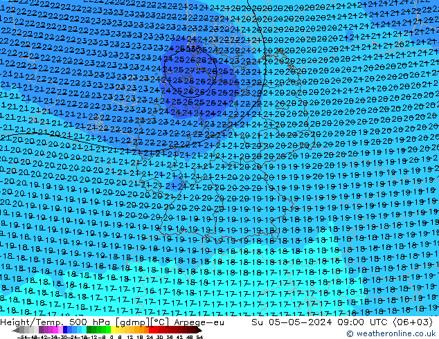 Height/Temp. 500 hPa Arpege-eu So 05.05.2024 09 UTC