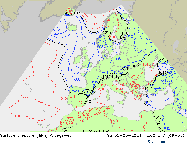 Surface pressure Arpege-eu Su 05.05.2024 12 UTC