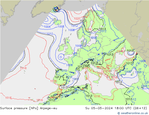 Surface pressure Arpege-eu Su 05.05.2024 18 UTC