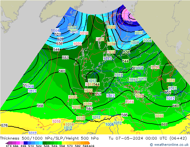 500-1000 hPa Kalınlığı Arpege-eu Sa 07.05.2024 00 UTC