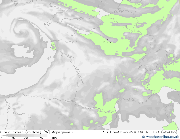 Bewolking (Middelb.) Arpege-eu zo 05.05.2024 09 UTC