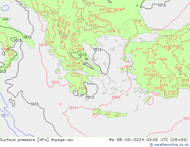 Bodendruck Arpege-eu Mi 08.05.2024 03 UTC