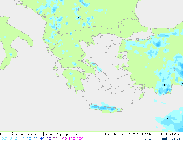 Toplam Yağış Arpege-eu Pzt 06.05.2024 12 UTC