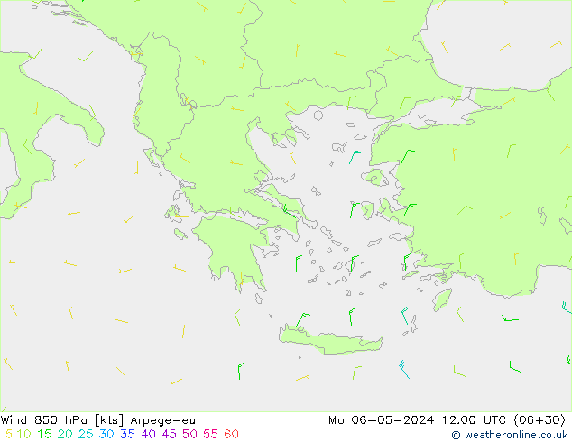 Rüzgar 850 hPa Arpege-eu Pzt 06.05.2024 12 UTC