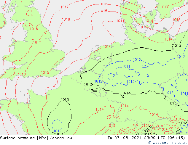 приземное давление Arpege-eu вт 07.05.2024 03 UTC