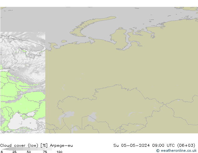 zachmurzenie (niskie) Arpege-eu nie. 05.05.2024 09 UTC