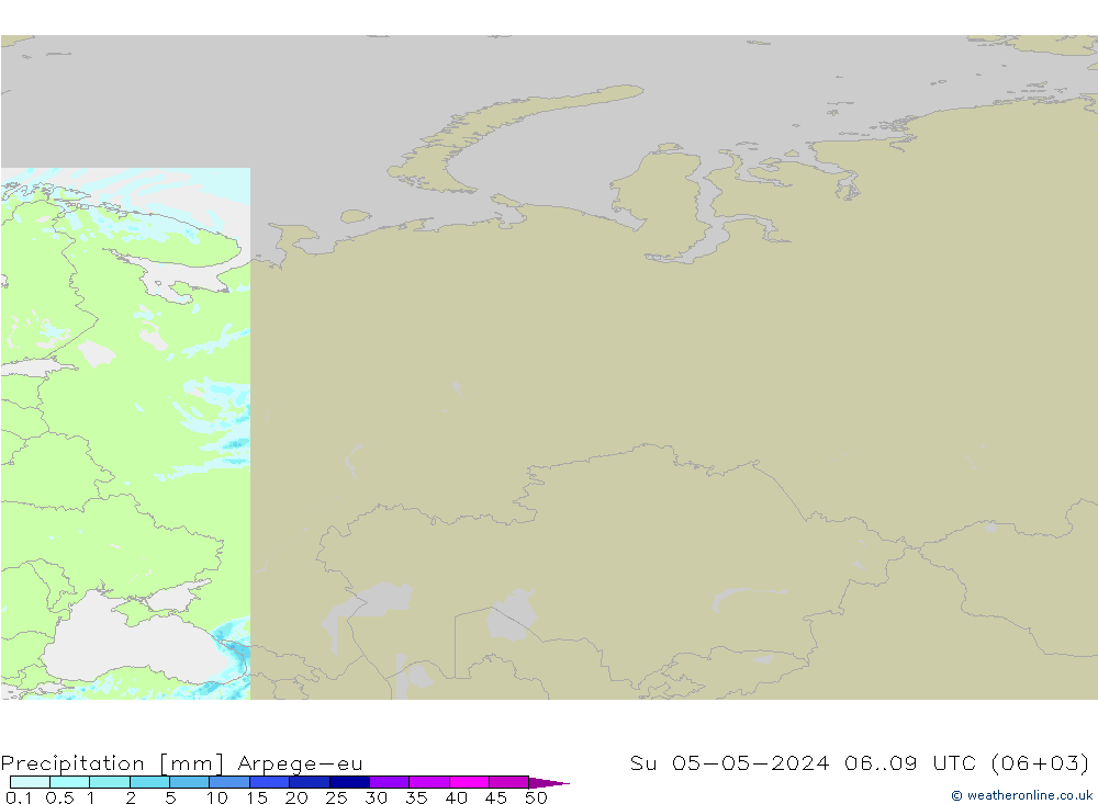 осадки Arpege-eu Вс 05.05.2024 09 UTC