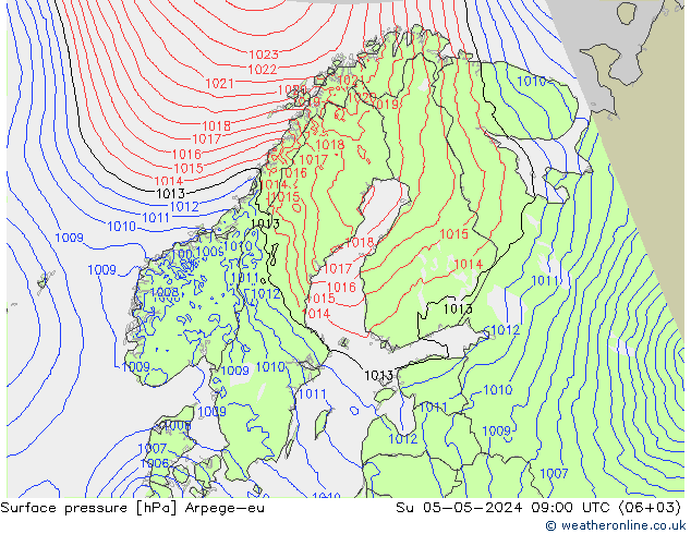 Luchtdruk (Grond) Arpege-eu zo 05.05.2024 09 UTC