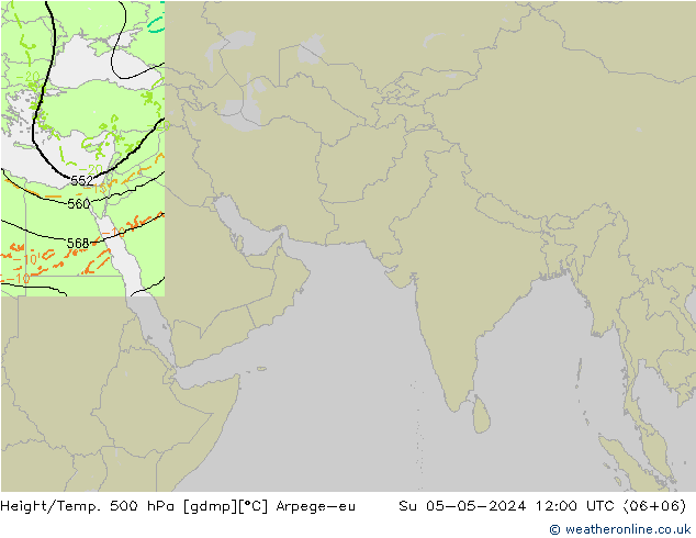 Height/Temp. 500 hPa Arpege-eu 星期日 05.05.2024 12 UTC