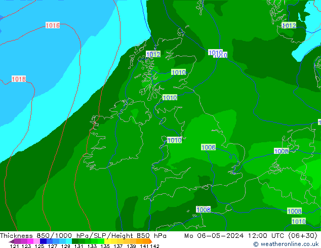 Thck 850-1000 гПа Arpege-eu пн 06.05.2024 12 UTC