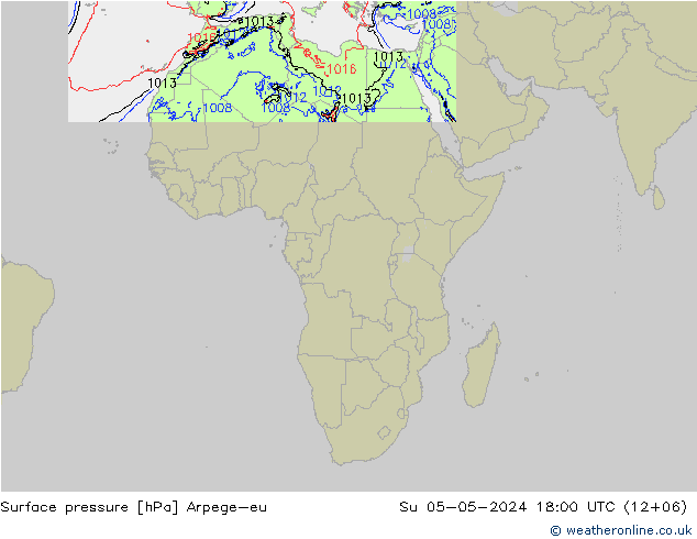 Yer basıncı Arpege-eu Paz 05.05.2024 18 UTC