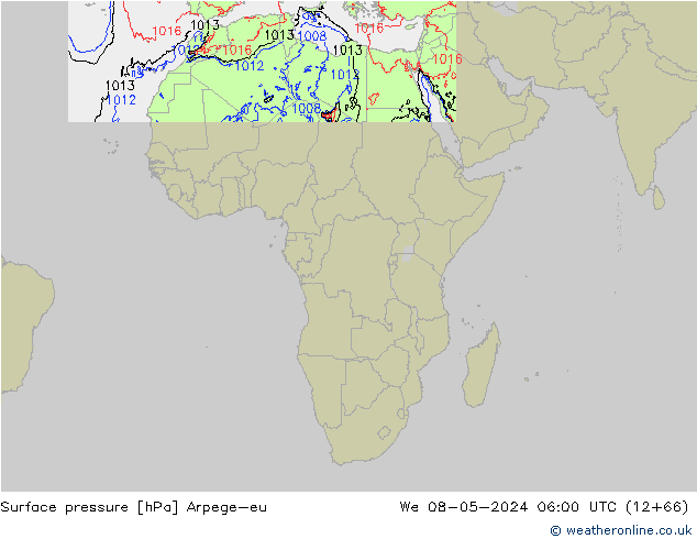 Atmosférický tlak Arpege-eu St 08.05.2024 06 UTC