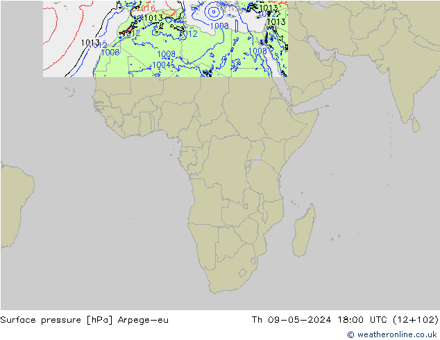 Bodendruck Arpege-eu Do 09.05.2024 18 UTC