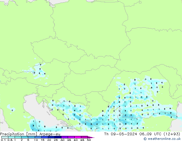 Precipitation Arpege-eu Th 09.05.2024 09 UTC