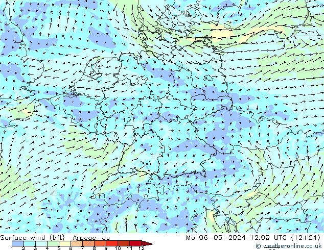 Rüzgar 10 m (bft) Arpege-eu Pzt 06.05.2024 12 UTC